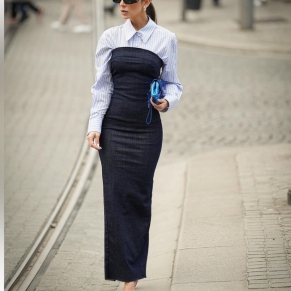 Zara Fitted ZW Denim Dress - Picture 12 of 16